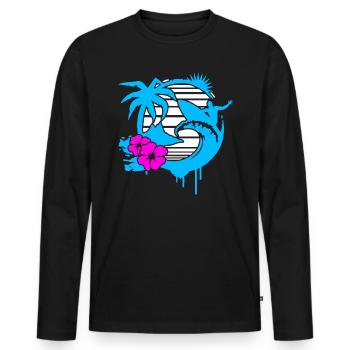 Surfeurs - T-shirt manches longues Premium bio Homme - noir - Devant - Nico (187cm)