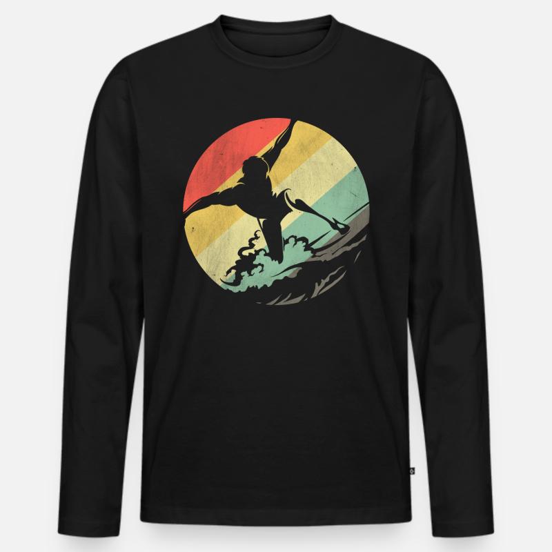 Surfer Surfen - Männer Premium Bio Langarmshirt - Schwarz