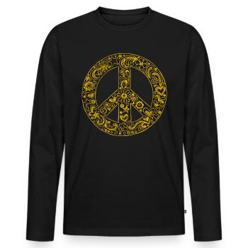 Peacezeichen Hippie Peace - Männer Premium Bio Langarmshirt - Schwarz - Vorne - Nico (187cm)