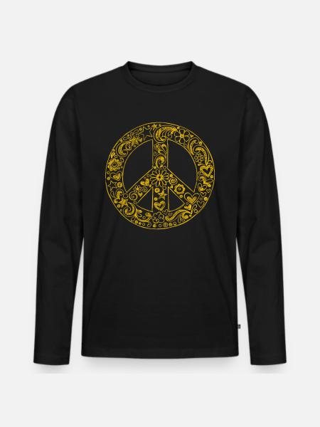 Peace Sign Hippie Peace - Premium økologisk langærmet T-shirt til mænd - sort
