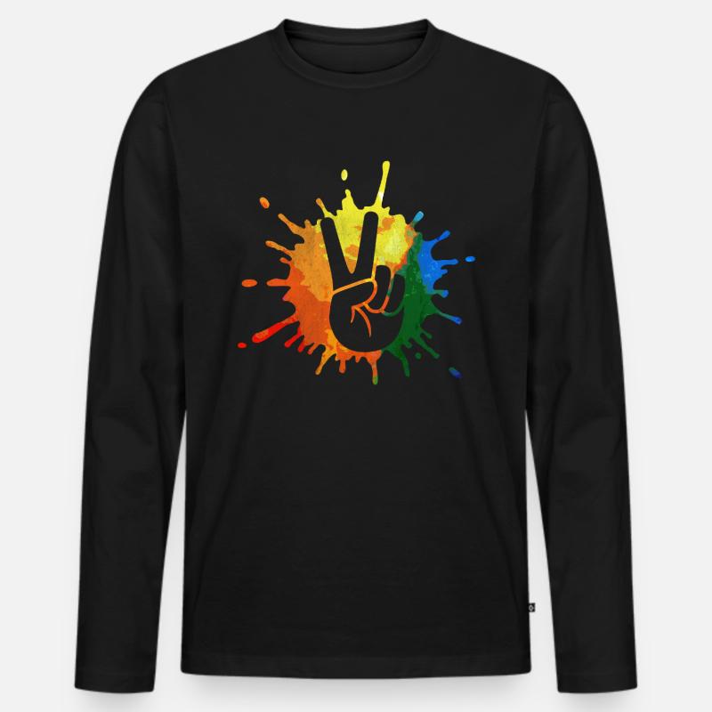 Frieden Friedensbewegung - Männer Premium Bio Langarmshirt - Schwarz