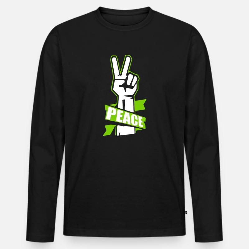 Peace - Männer Premium Bio Langarmshirt - Schwarz