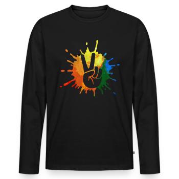 Peace peace movement peace peace sign hippie - Men's Premium Organic Long Sleeve Shirt - black - Front - Nico (187cm)