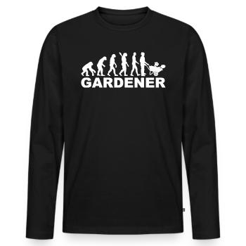 Gärtner Evolution Gartenarbeit Gärtnerei - Männer Premium Bio Langarmshirt - Schwarz - Vorne - Nico (187cm)