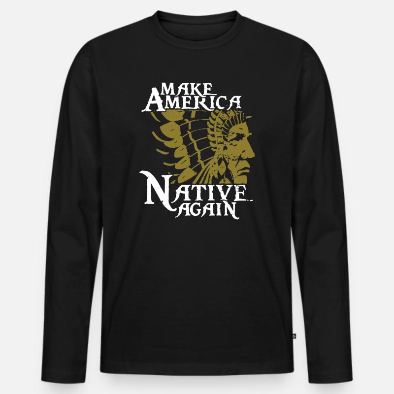 Indianer indianisch Native American Ureinwohner - Männer Premium Bio Langarmshirt - Schwarz