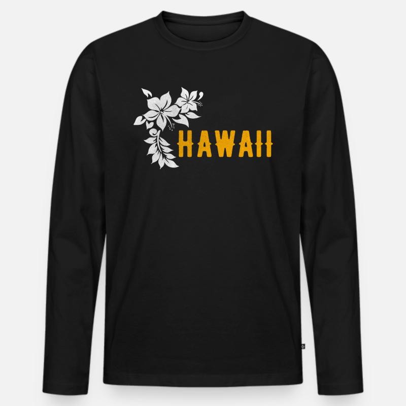 Hawaii - Männer Premium Bio Langarmshirt - Schwarz