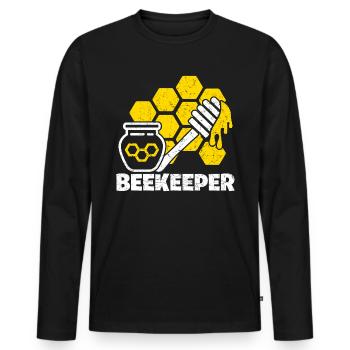 Abeille Abeille Abeille Miel Imker Miel - T-shirt manches longues Premium bio Homme - noir - Devant - Nico (187cm)