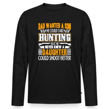 Chasse père et fille chasseur chasseur - T-shirt manches longues Premium bio Homme - noir - Devant - Nico (187cm)