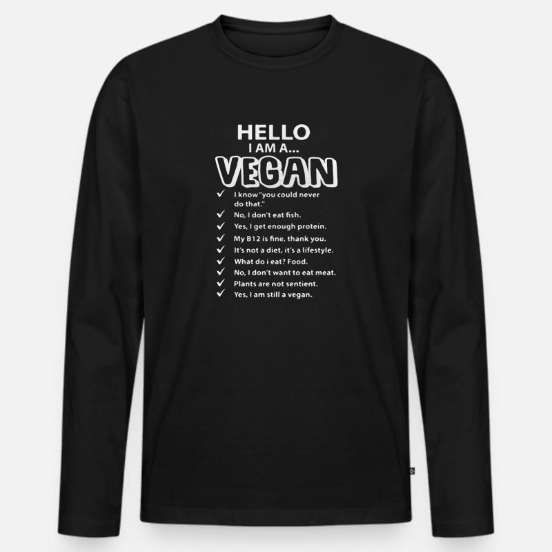 Vegan - Männer Premium Bio Langarmshirt - Schwarz