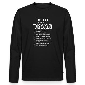 Vegan vegan vegan - Men's Premium Organic Long Sleeve Shirt - black - Front - Nico (187cm)