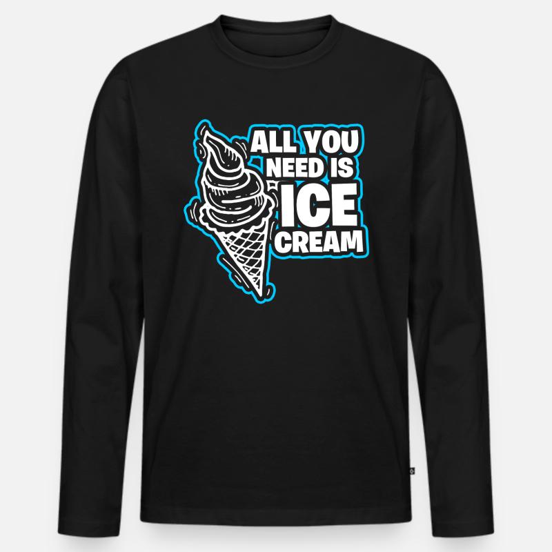 Eis Eiscreme Eiskrem - Männer Premium Bio Langarmshirt - Schwarz