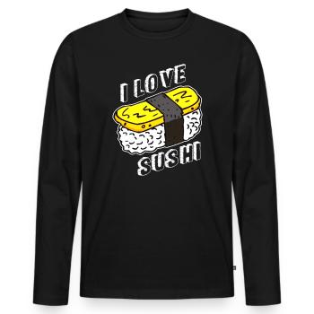 J'adore les sushis - T-shirt manches longues Premium bio Homme - noir - Devant - Nico (187cm)