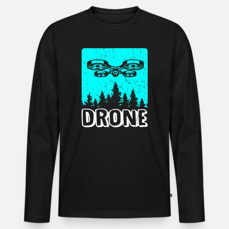 Drohne Drone Dronenpilot Quadrocopter - Männer Premium Bio Langarmshirt - Schwarz