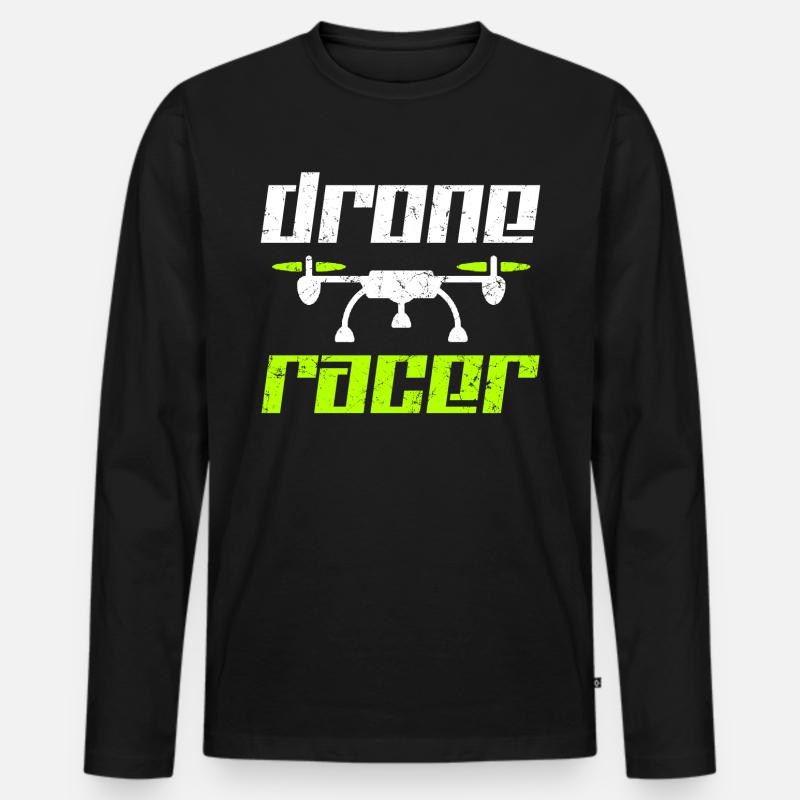 Drohne - Männer Premium Bio Langarmshirt - Schwarz
