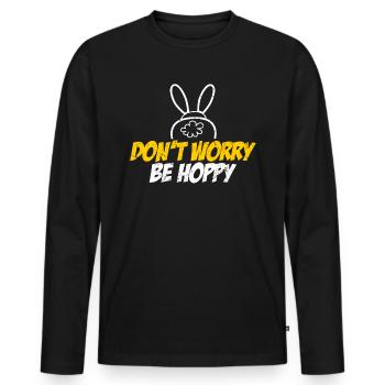 Lapin lapin lapin Be Hoppy Mignon - T-shirt manches longues Premium bio Homme - noir - Devant - Nico (187cm)