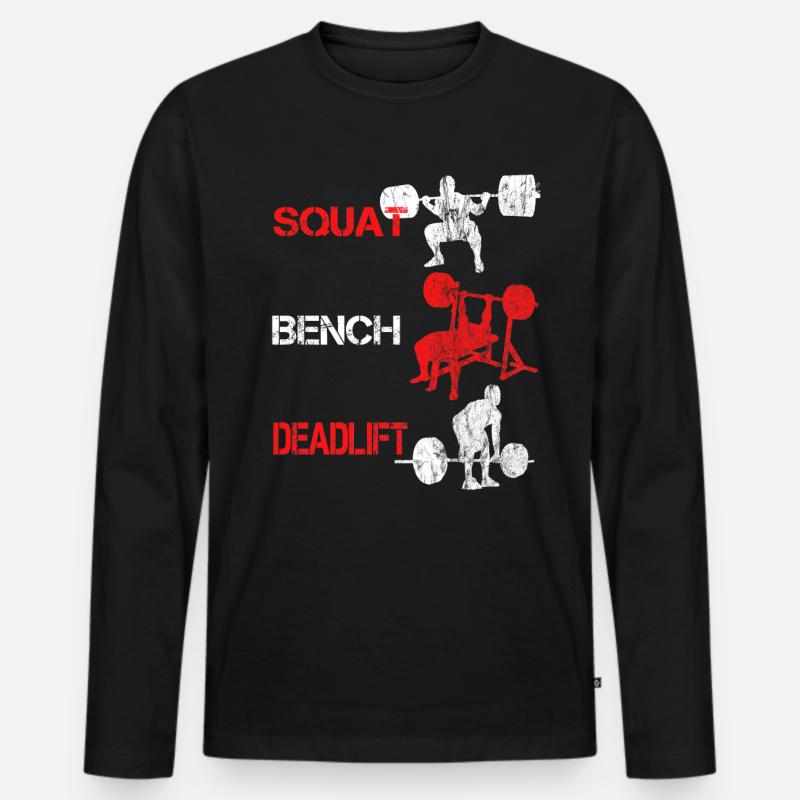 Squat Bench Deadlift - Bodybuilder Training - Männer Premium Bio Langarmshirt - Schwarz