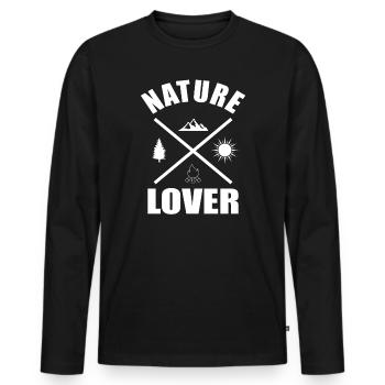 Nature lover nature - Men's Premium Organic Long Sleeve Shirt - black - Front - Nico (187cm)