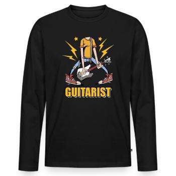Guitariste guitares musiciens RocknRoll Rock Musique - T-shirt manches longues Premium bio Homme - noir - Devant - Nico (187cm)