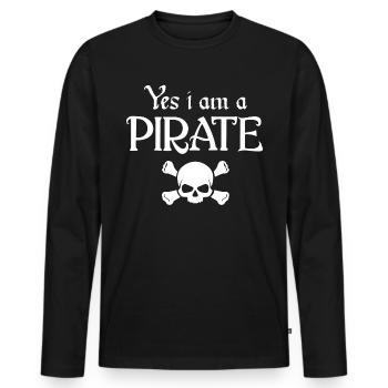 Pirat Piratenschädel Piratenkopf Piraterie - Männer Premium Bio Langarmshirt - Schwarz - Vorne - Nico (187cm)