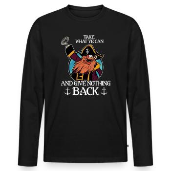 Pirate pirate pirate chef pirate - T-shirt manches longues Premium bio Homme - noir - Devant - Nico (187cm)