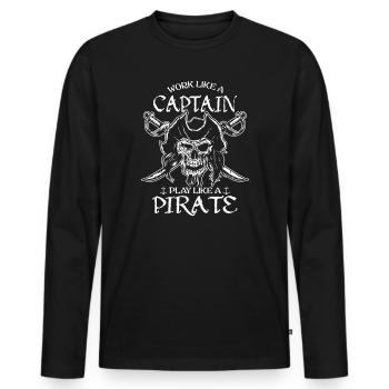 Tête de pirate pirate pirate crâne - T-shirt manches longues Premium bio Homme - noir - Devant - Nico (187cm)