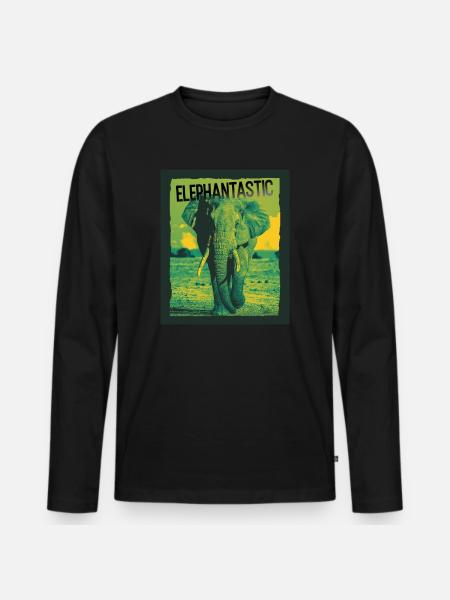 Elephantastic Elefant Elefanten Tierliebe Tiere - Männer Premium Bio Langarmshirt - Schwarz