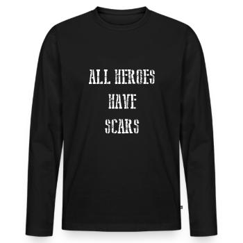All Heroes Have Scars - Men's Premium Organic Long Sleeve Shirt - black - Front - Nico (187cm)