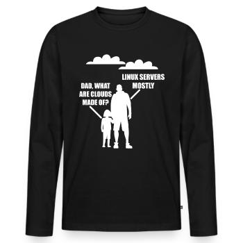 Papa What Are Clouds Made of Linux Servers Mostly 4 - T-shirt manches longues Premium bio Homme - noir - Devant - Nico (187cm)