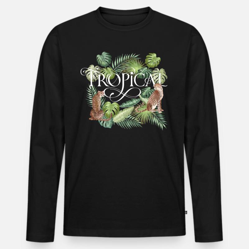 Tropical Summer - Männer Premium Bio Langarmshirt - Schwarz