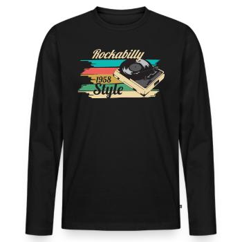rockabilly - Men's Premium Organic Long Sleeve Shirt - black - Front - Nico (187cm)