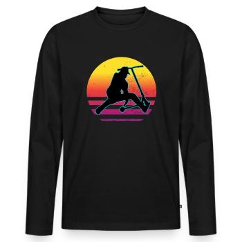 Stunt Scooter Trittroller - Männer Premium Bio Langarmshirt - Schwarz - Vorne - Nico (187cm)