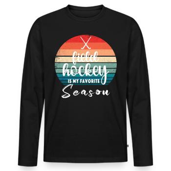 Le hockey sur gazon est ma saison préférée de hockey en salle - T-shirt manches longues Premium bio Homme - noir - Devant - Nico (187cm)