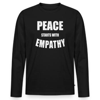vegan Statement - Männer Premium Bio Langarmshirt - Schwarz - Vorne - Nico (187cm)