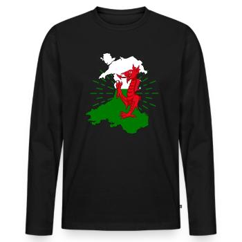 Wales Flag Celts Cardiff Nation Dragon - Men's Premium Organic Long Sleeve Shirt - black - Front - Nico (187cm)