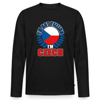 République tchèque - T-shirt manches longues Premium bio Homme - noir - Devant - Nico (187cm)