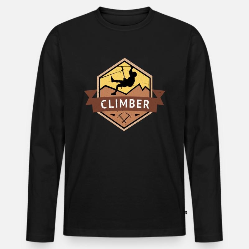 Bergsteiger Kletterer Bergsteigen - Männer Premium Bio Langarmshirt - Schwarz