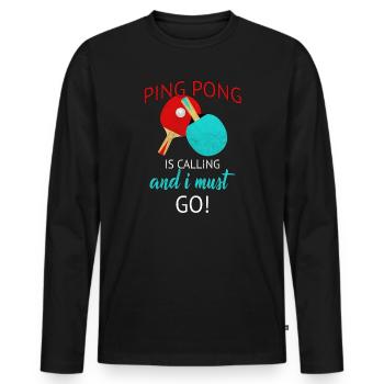 Ping-Pong - Männer Premium Bio Langarmshirt - Schwarz - Vorne - Nico (187cm)