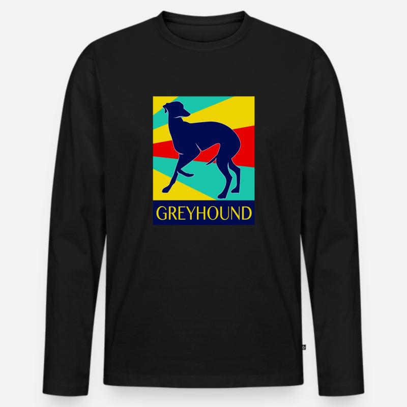 Windhund - Männer Premium Bio Langarmshirt - Schwarz
