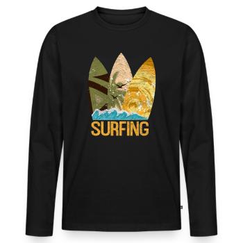 planche de surf - T-shirt manches longues Premium bio Homme - noir - Devant - Nico (187cm)