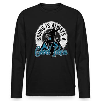 Vacances au ski Vacances d'hiver Sports d'hiver Ski Ski - T-shirt manches longues Premium bio Homme - noir - Devant - Nico (187cm)