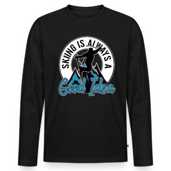 vacances de ski - T-shirt manches longues Premium bio Homme - noir - Devant - Nico (187cm)