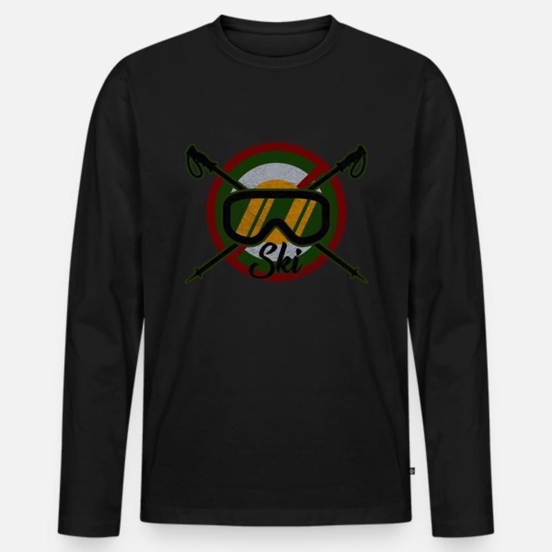 Ski - Männer Premium Bio Langarmshirt - Schwarz