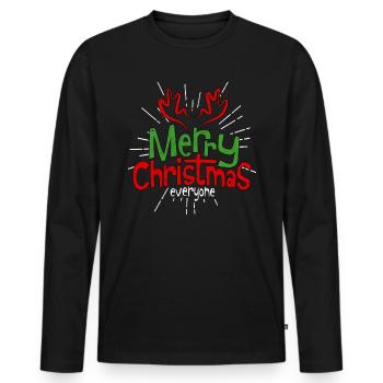 Merry Christmas Christmas Present Reindeer Moose - Men's Premium Organic Long Sleeve Shirt - black - Front - Nico (187cm)