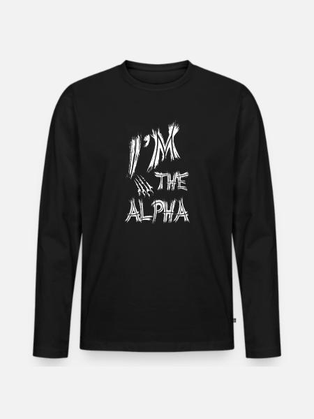 Wolf Wolves - Je suis l'alpha - T-shirt manches longues Premium bio Homme - noir
