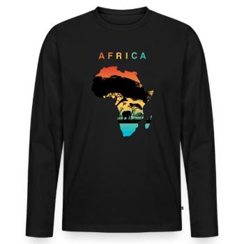 Africa - Men's Premium Organic Long Sleeve Shirt - black - Front - Nico (187cm)