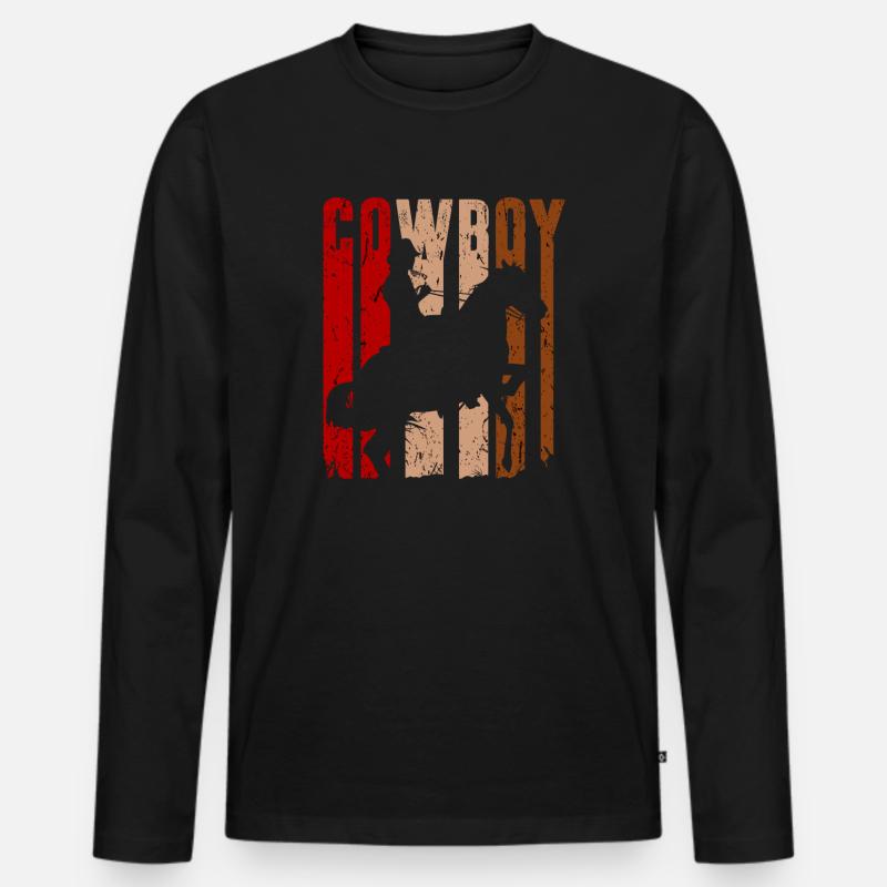 Cowboy - Männer Premium Bio Langarmshirt - Schwarz