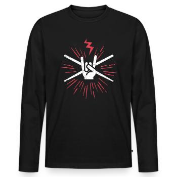 Drumsticks Rocknroll - Männer Premium Bio Langarmshirt - Schwarz - Vorne - Nico (187cm)