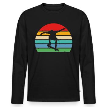 Skate Skate Skate Skate Skate Vintage - T-shirt manches longues Premium bio Homme - noir - Devant - Nico (187cm)
