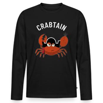 Crabe capitaine cancer crustacé marin capitaine - T-shirt manches longues Premium bio Homme - noir - Devant - Nico (187cm)