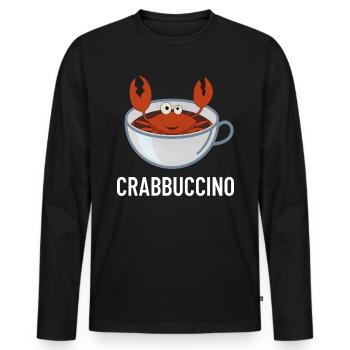 Crabe crabe cappuccino crustacé cappuccino - T-shirt manches longues Premium bio Homme - noir - Devant - Nico (187cm)